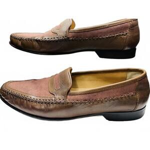 Giorgio Brutini Men's Brown Leather and Fabric Loafers Mens 9